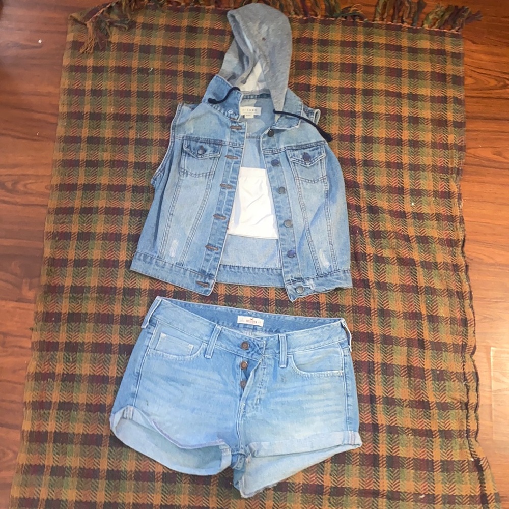 Hollister Jean shirts w Jean vest